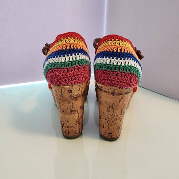 MIA Rainbow Cork Wedge Sandals Size 6.5 - Picture 6 of 6
